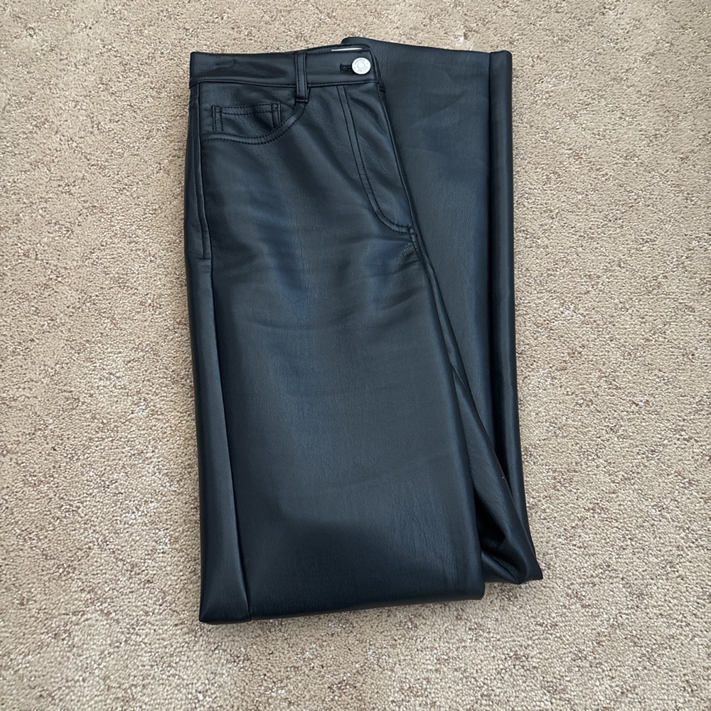 Aritzia black leather pant straight leg